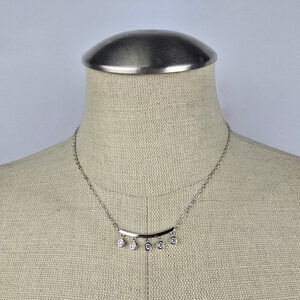 T 925 Sterling Silver Delicate Crystal Drops Necklace